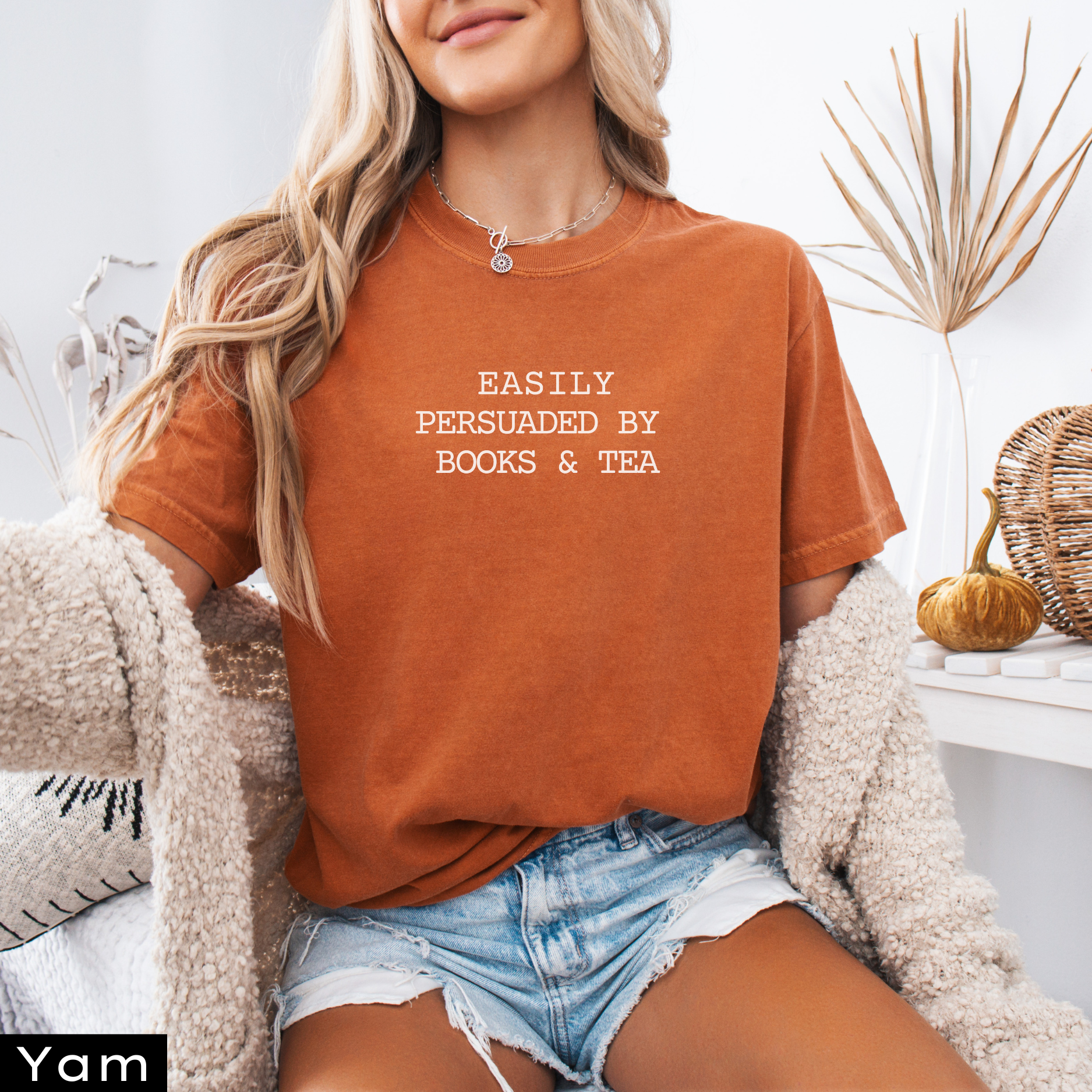 Easily Persuaded by Books & Tea T-shirt - Image 7
