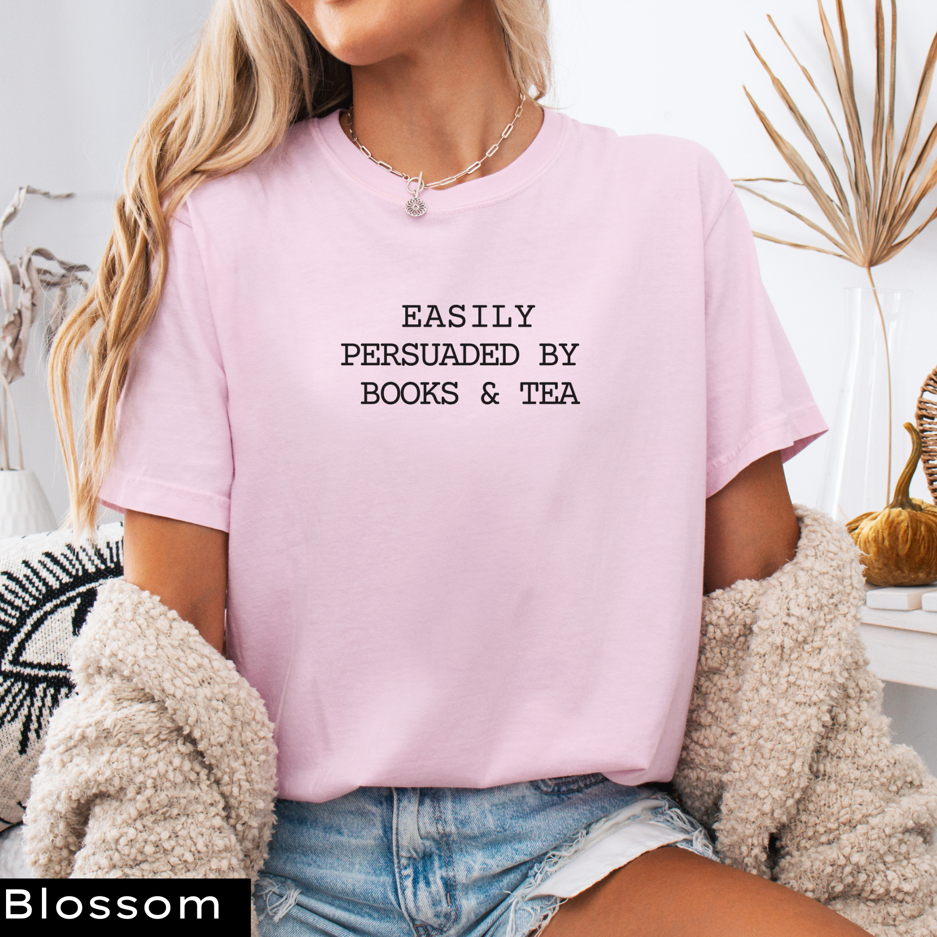 Easily Persuaded by Books & Tea T-shirt - Image 5
