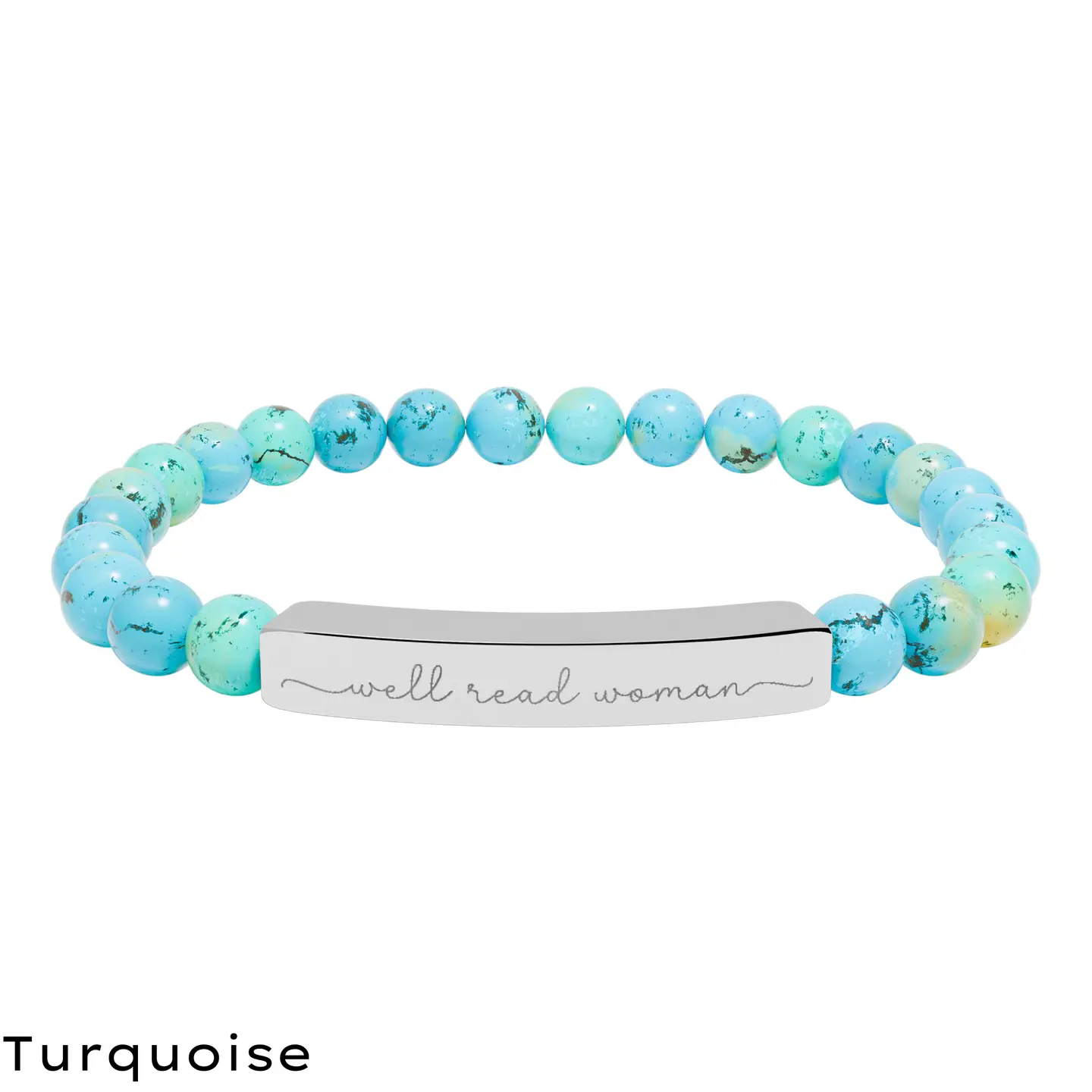 Well Read Woman Natural Stone Stretch Bar Bracelet - Image 10