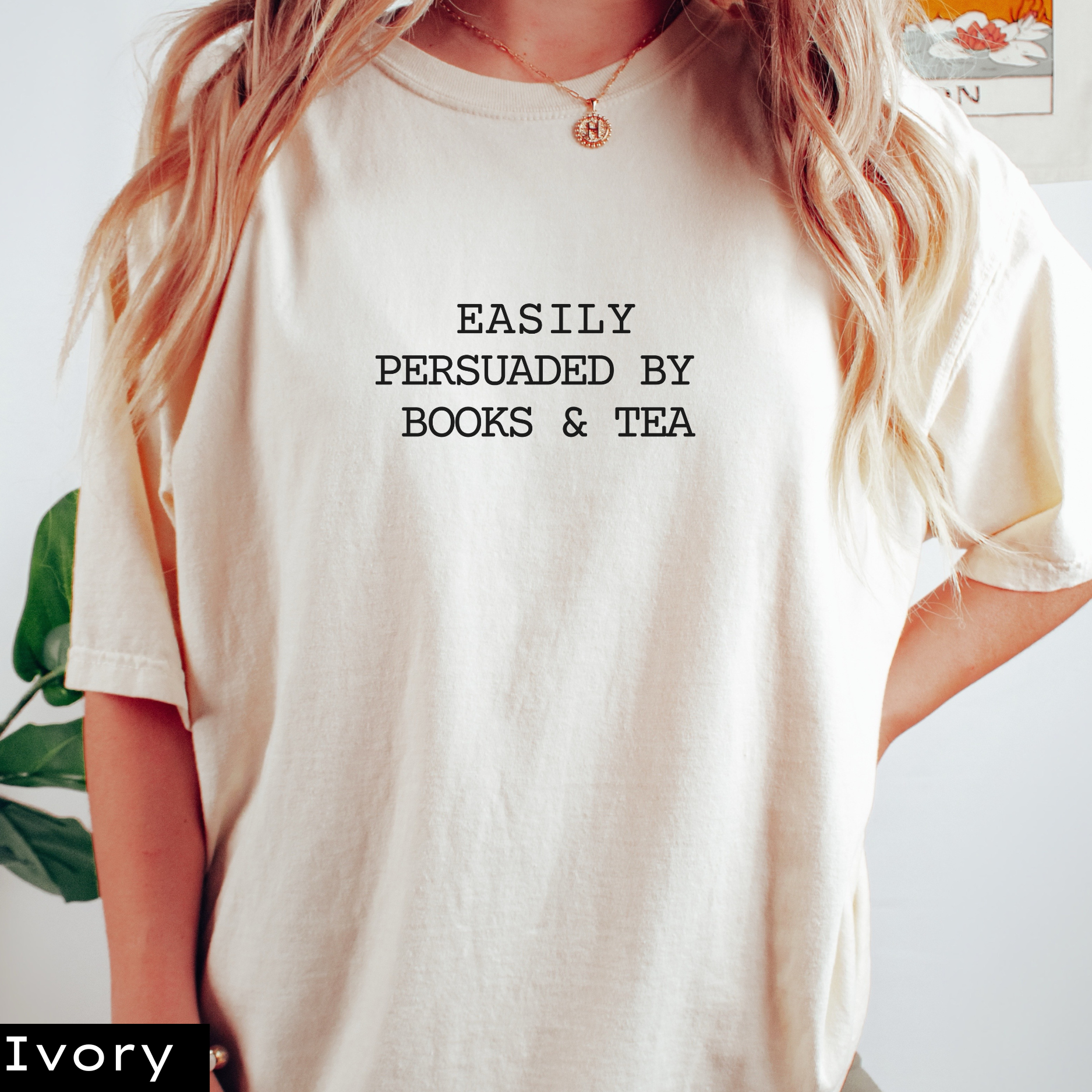 Easily Persuaded by Books & Tea T-shirt - Image 2
