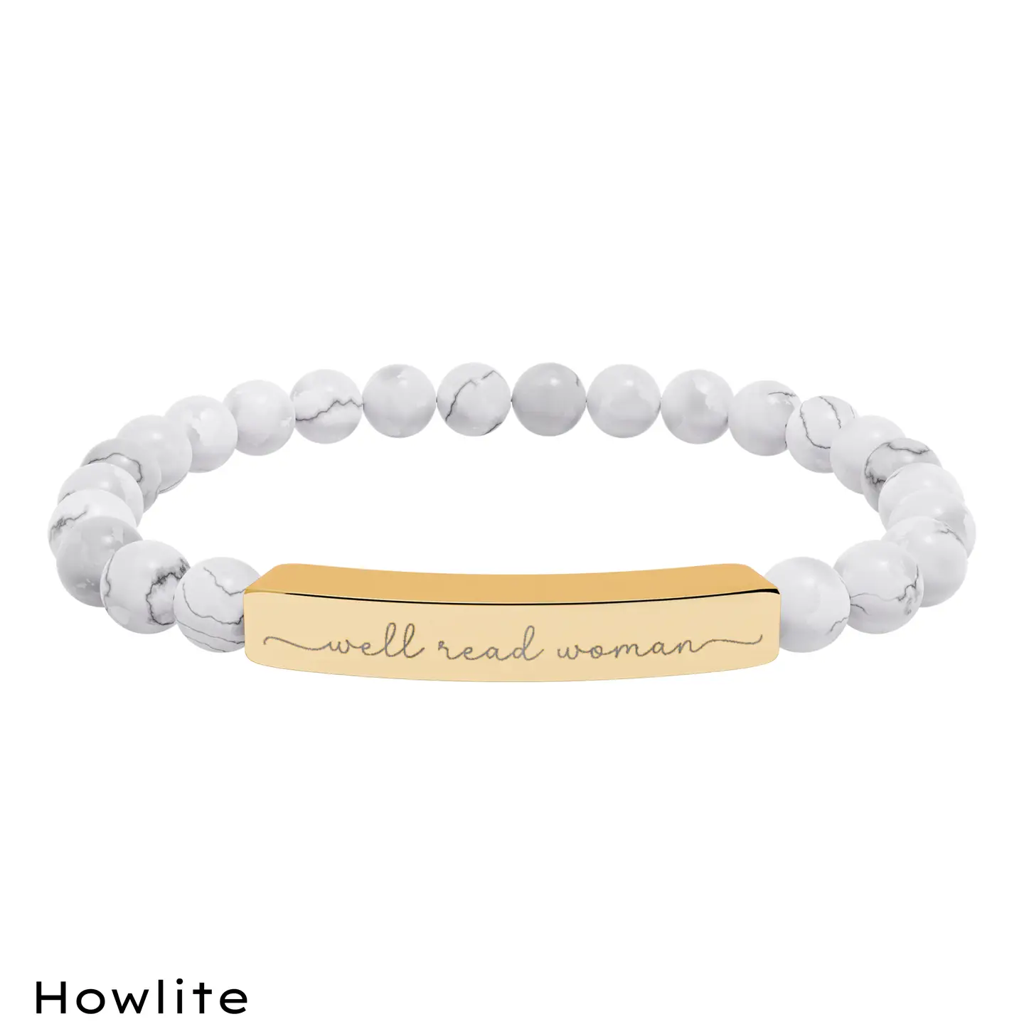 Well Read Woman Natural Stone Stretch Bar Bracelet - Image 4
