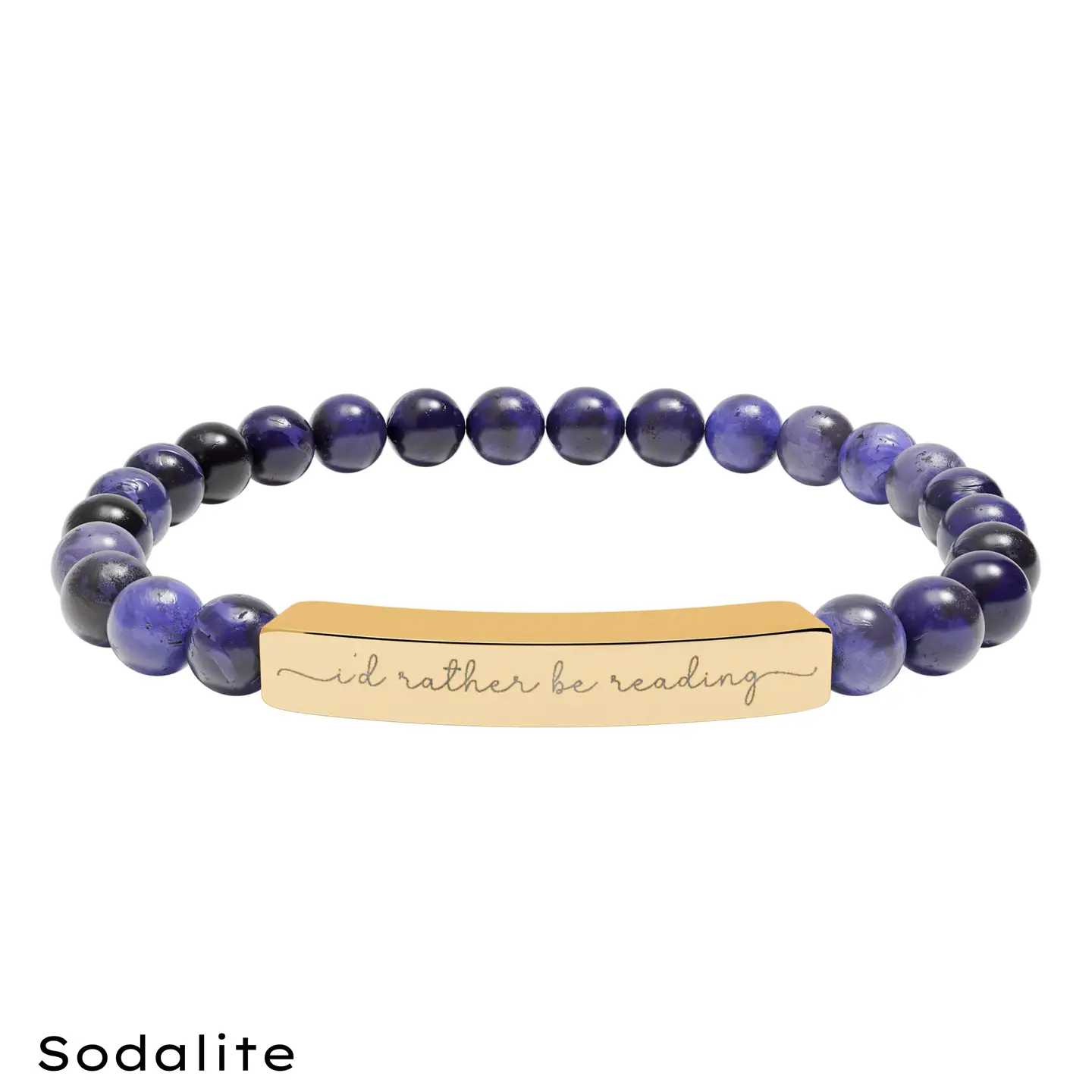 I'd Rather Be Reading Natural Stone Stretch Bar Bracelet - Image 9