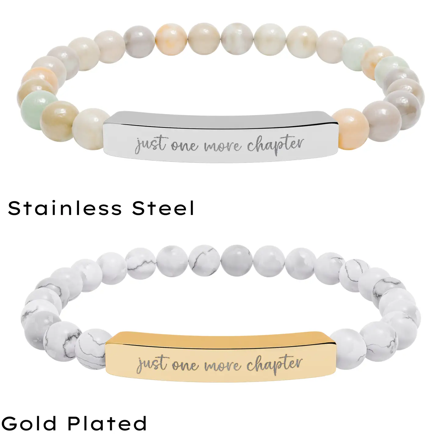 Just One More Chapter Natural Stone Stretch Bar Bracelet - Image 2