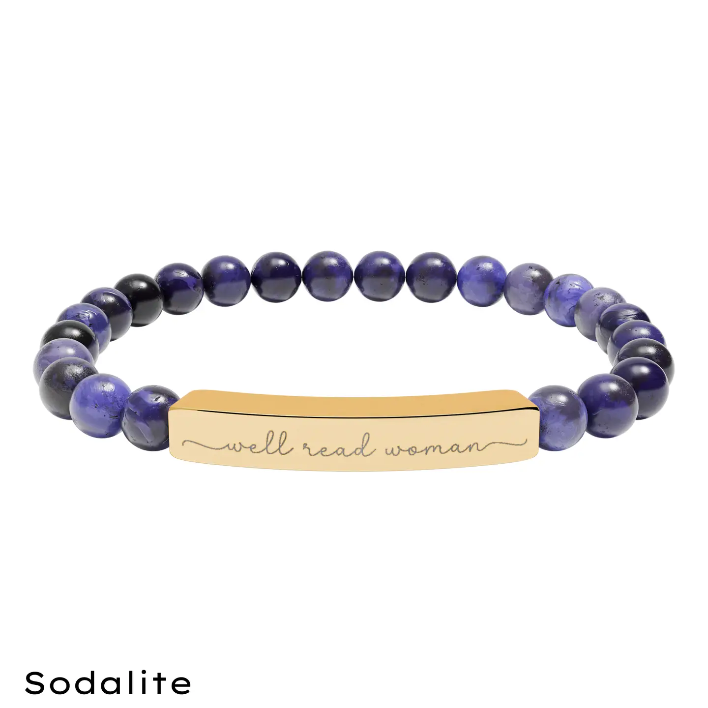Well Read Woman Natural Stone Stretch Bar Bracelet - Image 9