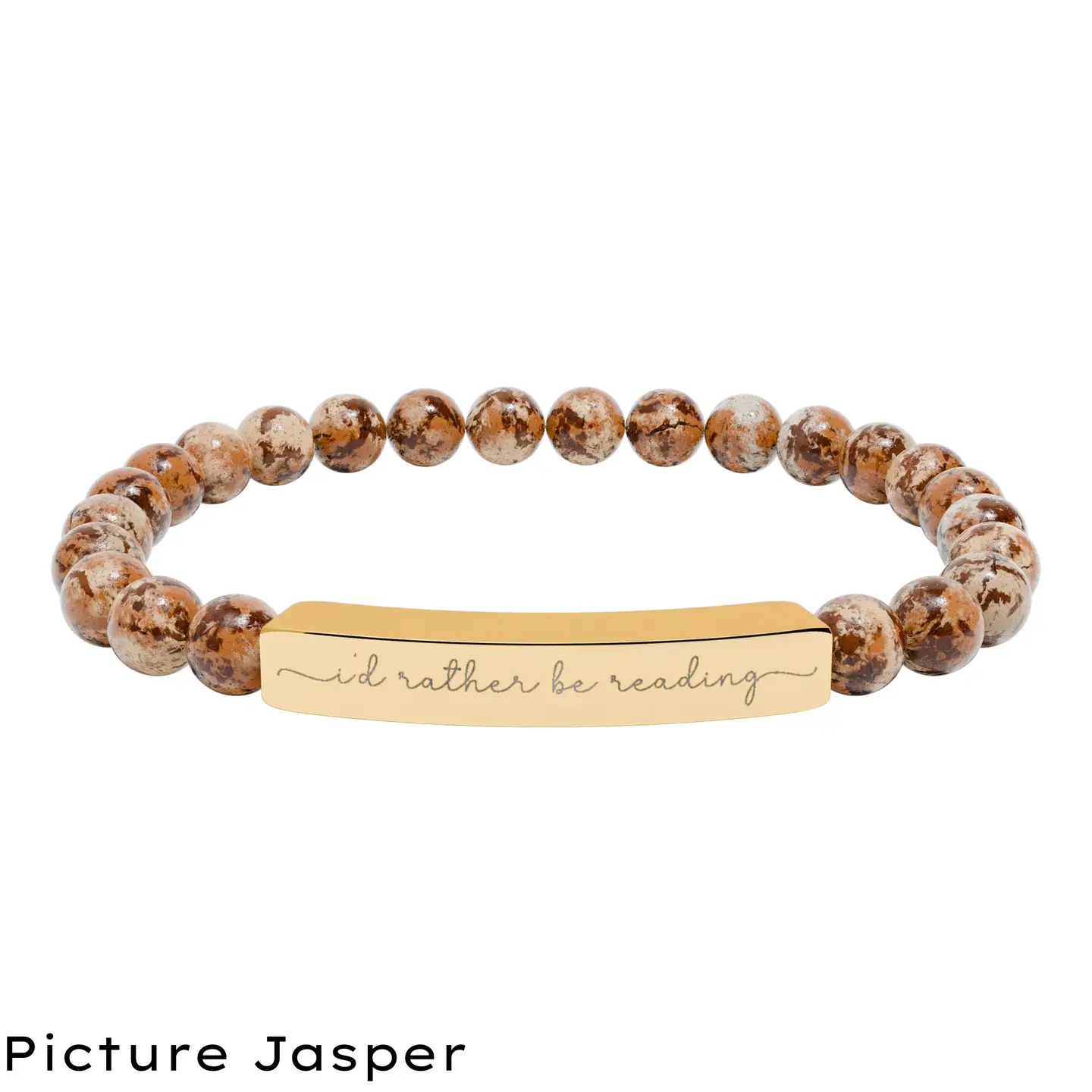 I'd Rather Be Reading Natural Stone Stretch Bar Bracelet - Image 6