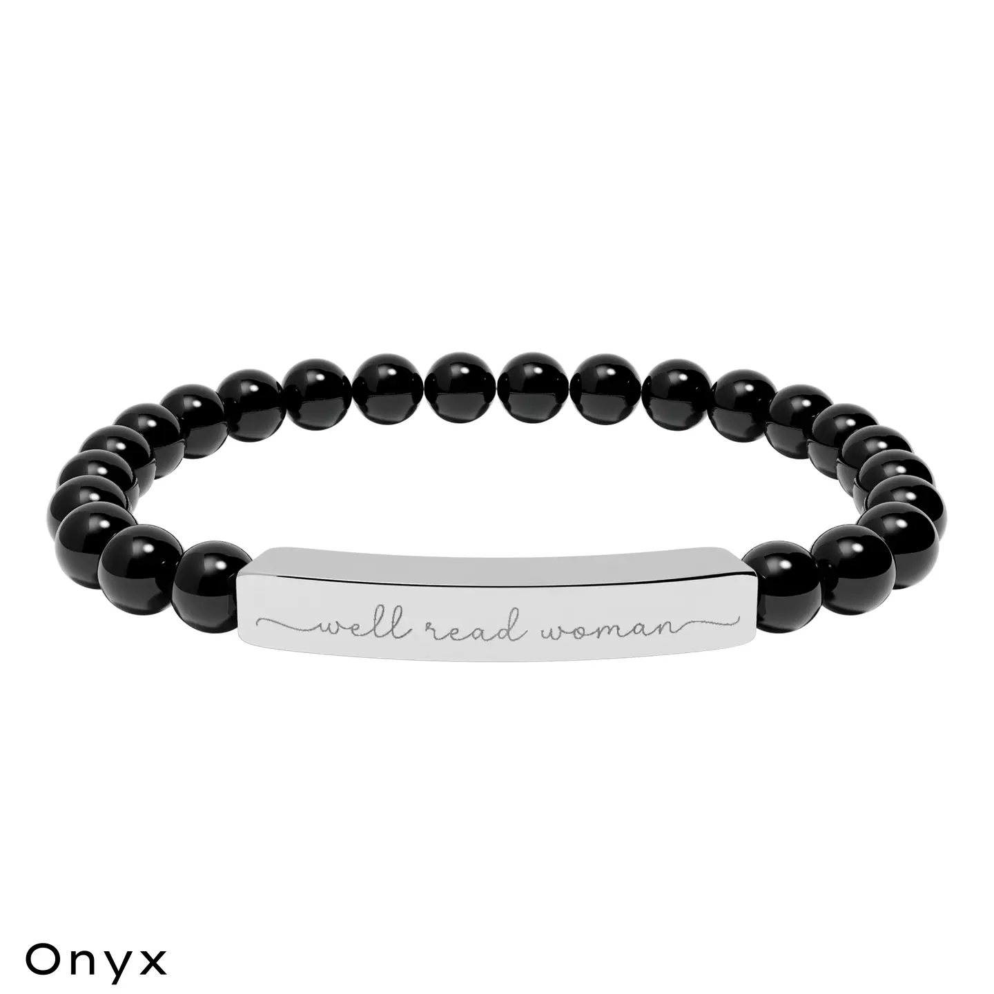 Well Read Woman Natural Stone Stretch Bar Bracelet - Image 5