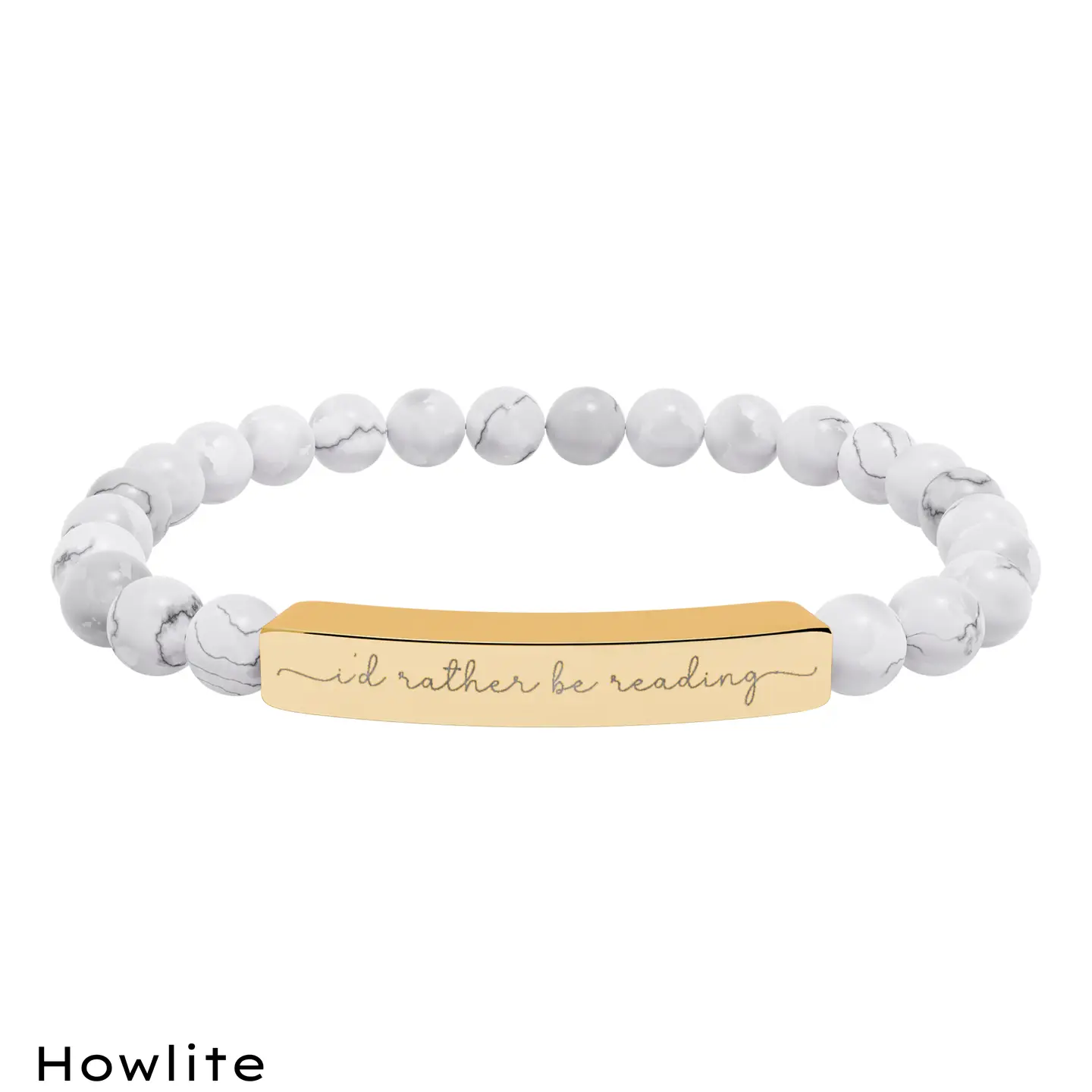 I'd Rather Be Reading Natural Stone Stretch Bar Bracelet - Image 4